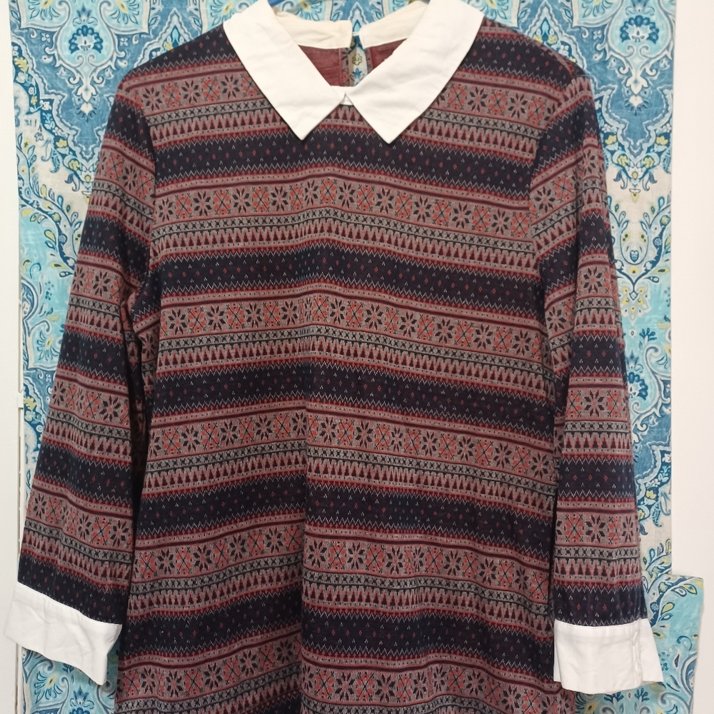 Unique Vintage Navy and Red Fair Isle Sweater
